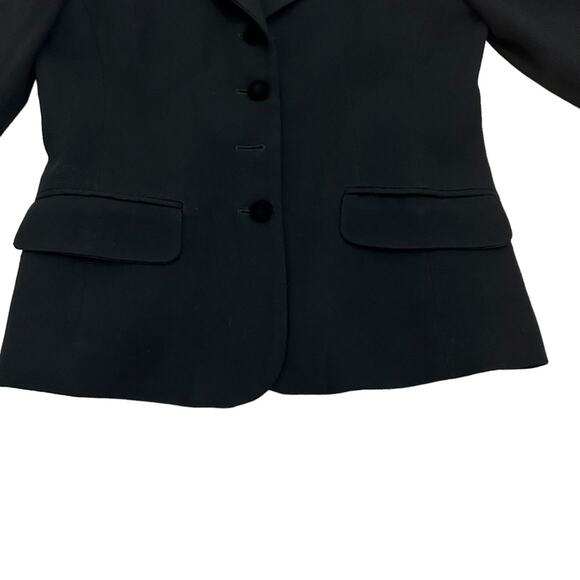 Rena Rowan For Saville Black Wool Velvet Collar Blazer, Size 4 - Picture 3 of 16
